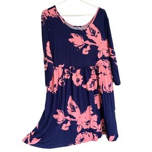 Xhilaration Navy Blue and Coral Floral Dress Sz 2X